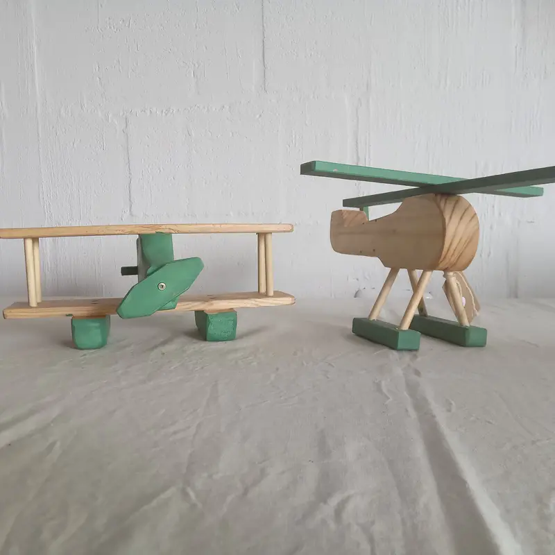 Wooden Plane & Helicopter Combo