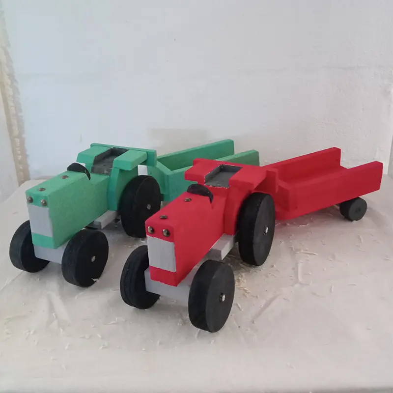 Wood Tractor with Trailer