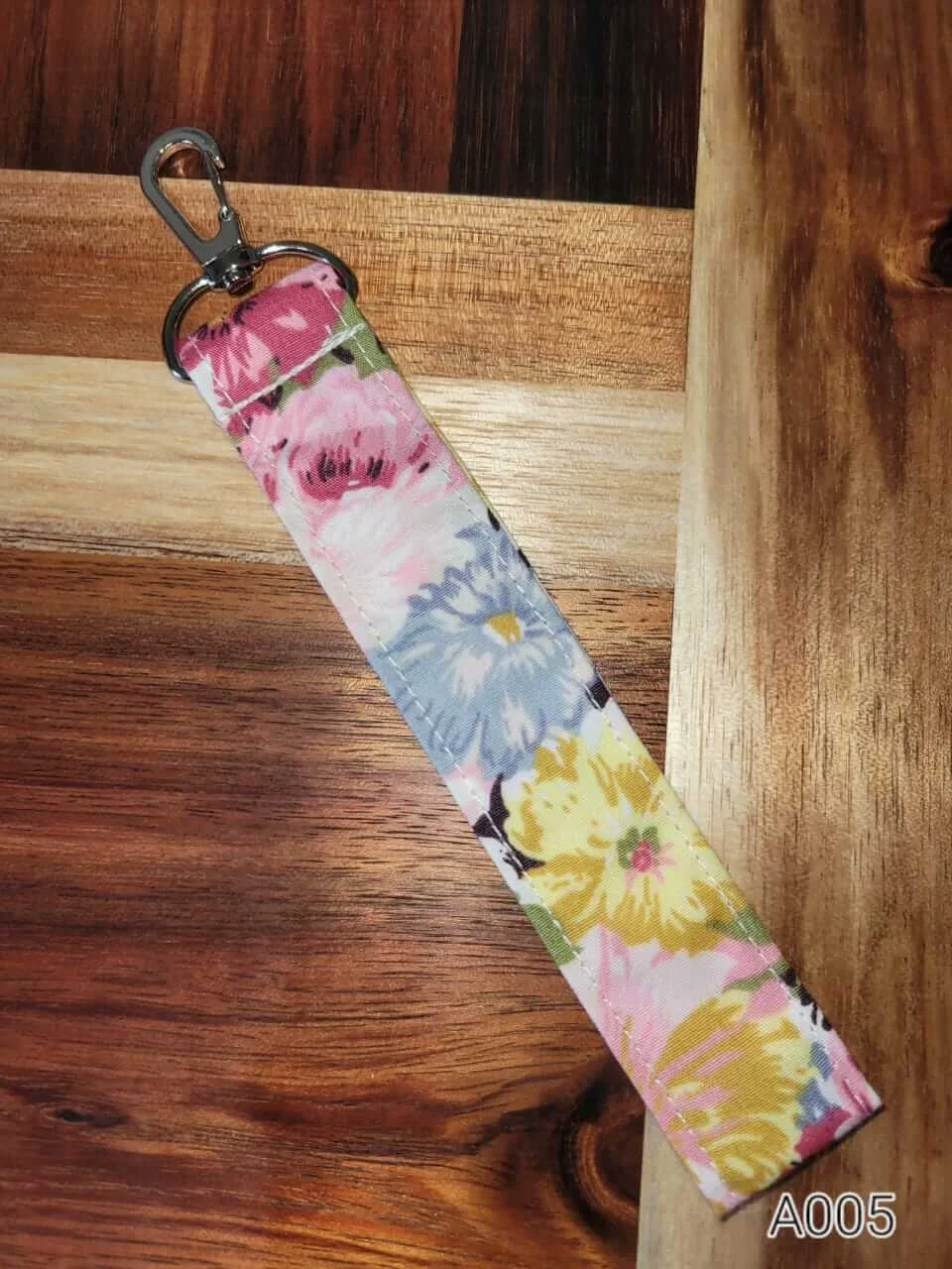 Handmade fabric keychain wristlet – vibrant pink