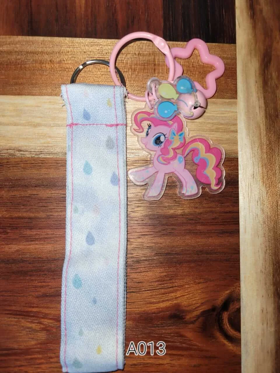 Handmade fabric keychain wristlet – pinkie pie