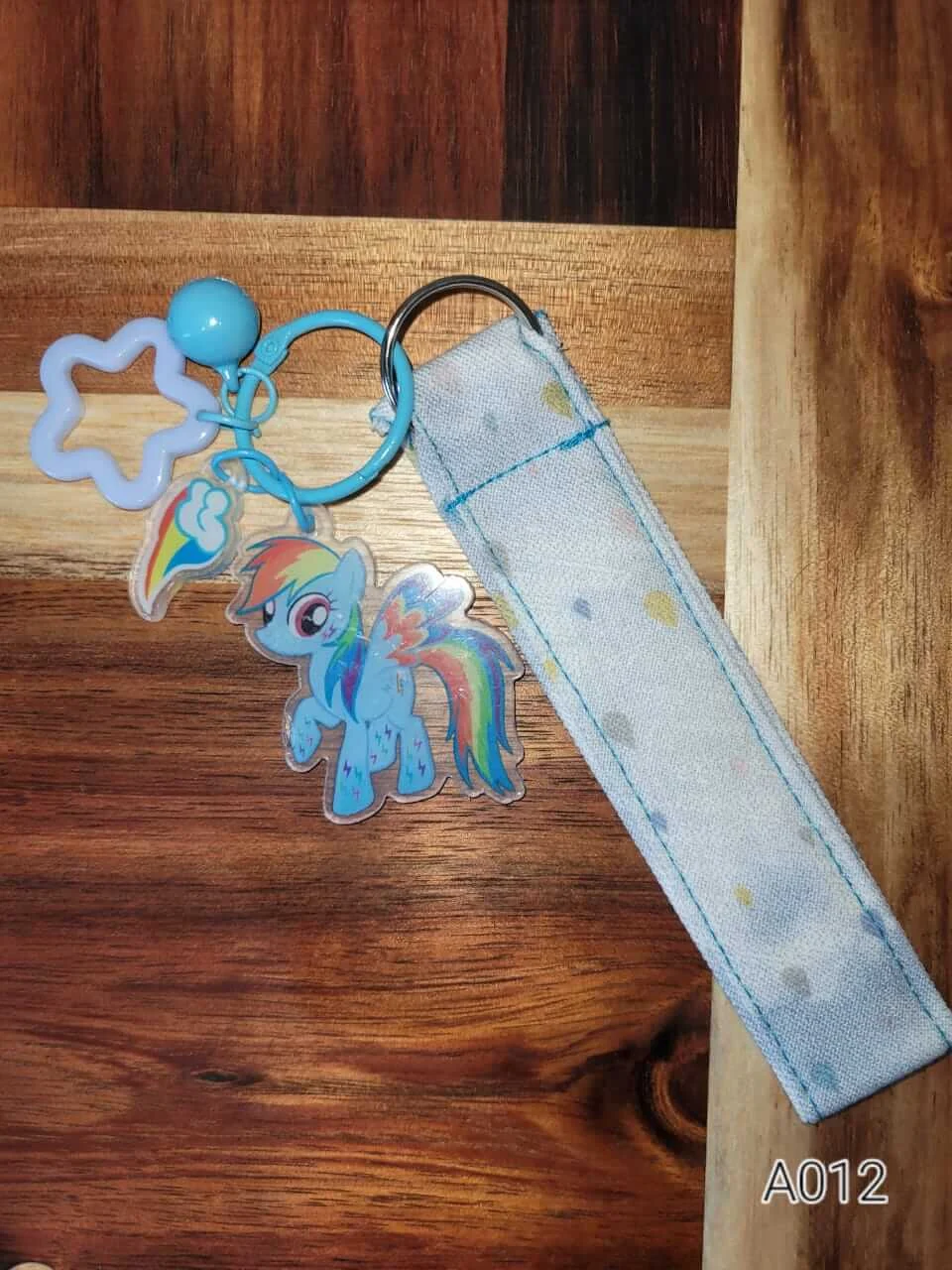 Handmade fabric keychain wristlet – rainbow dash
