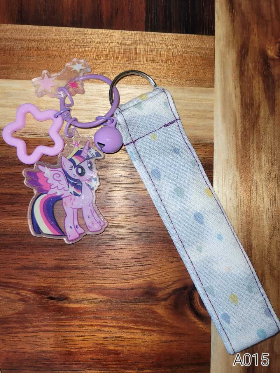 Handmade fabric keychain wristlet – twilight sparkle