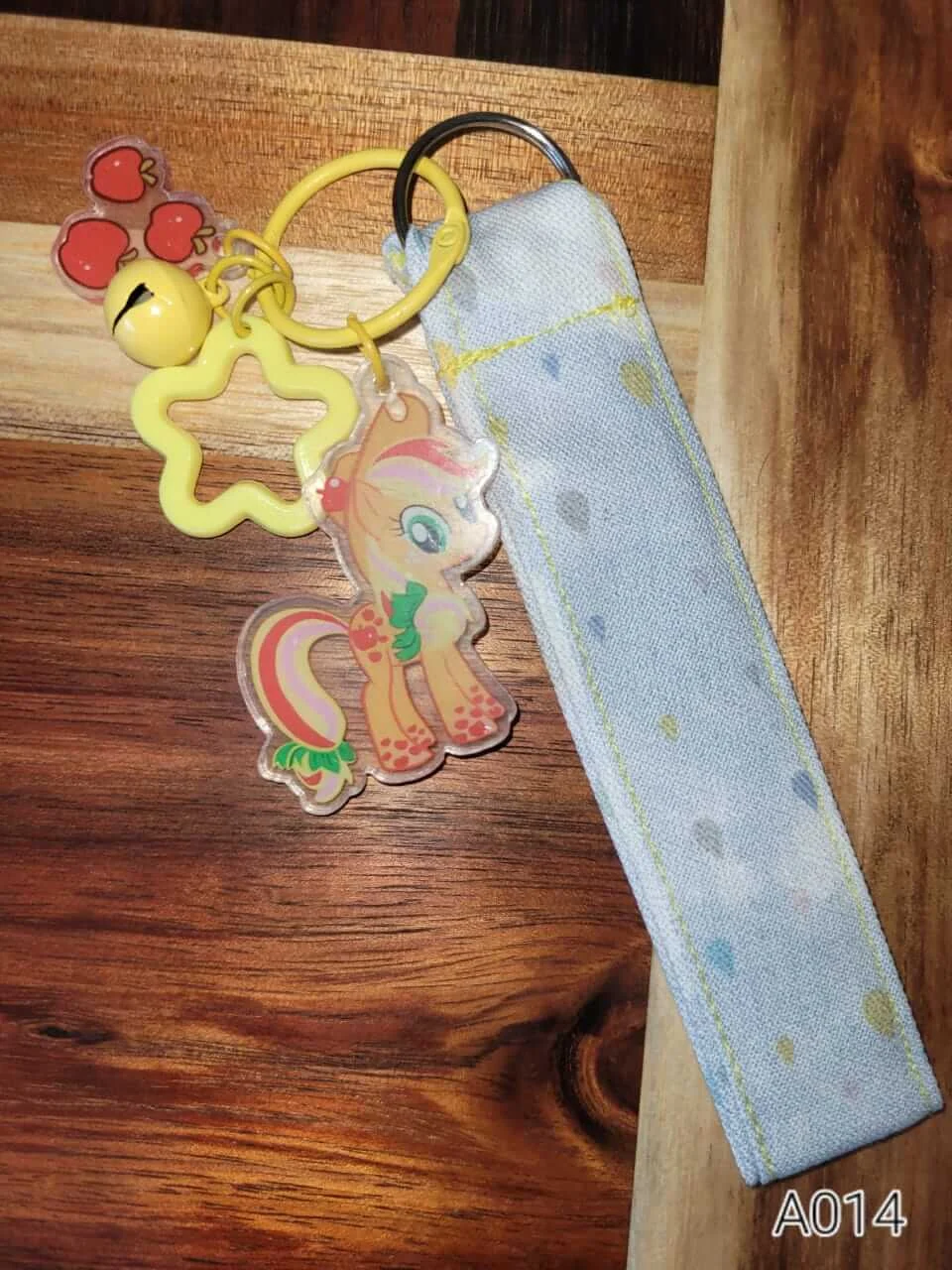 Handmade fabric keychain wristlet – applejack