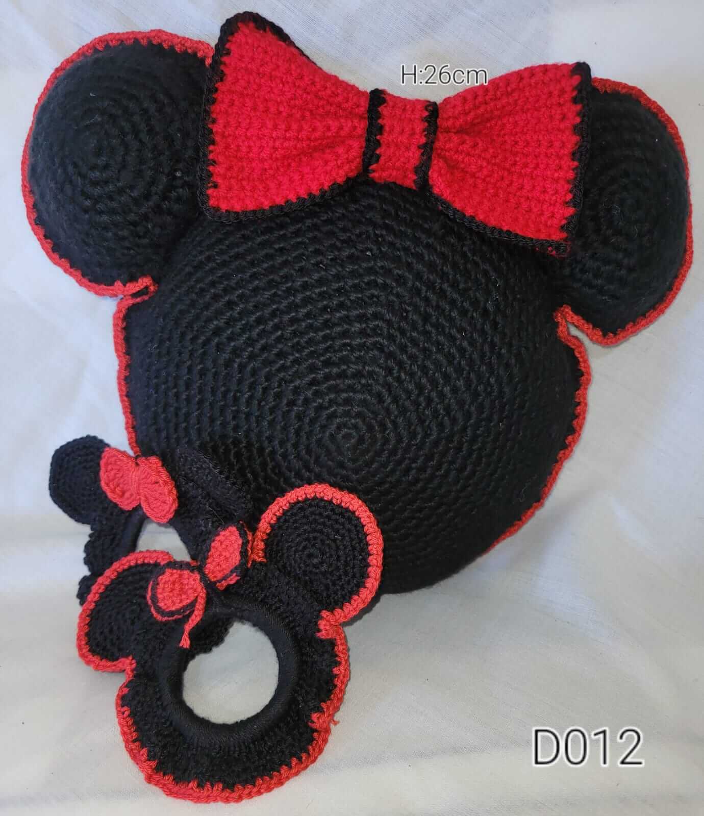 Crochet mouse theme pillow with matching scrunchies