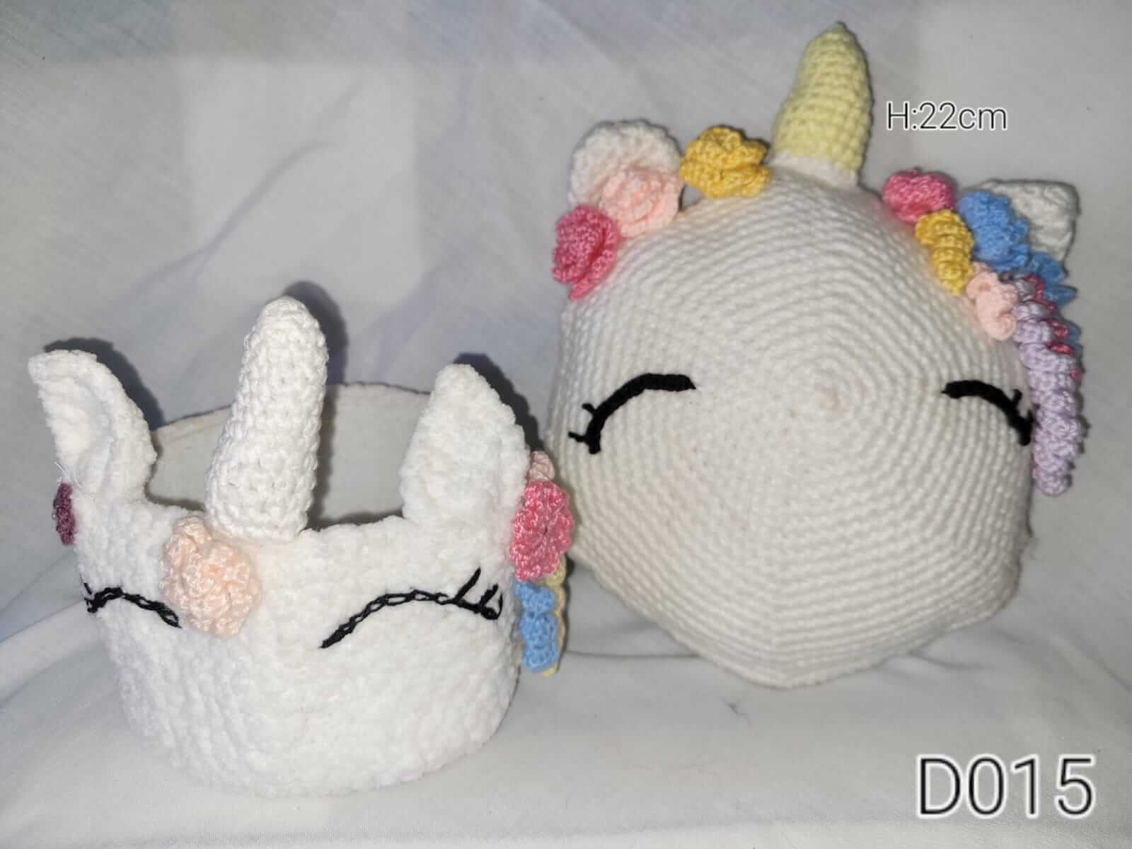 Crochet Unicorn pillow with matching basket